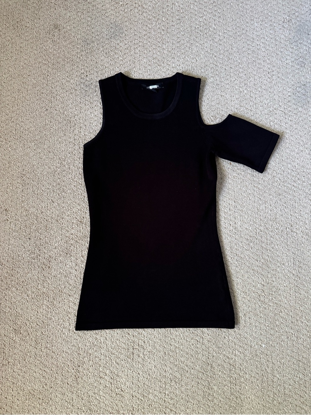 CUSHNIE ET OCHS BLACK TOP SIZE XS One-Shoulder Cutout Tank Top